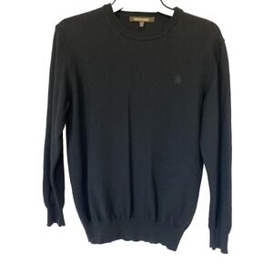Roberto Cavalli Wool Sweater Men Black Pullover Crewneck Embroidered Logo